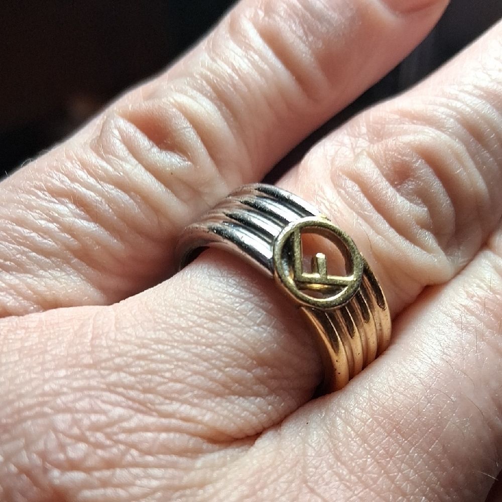 Authentic Fendi Gold and Silver Band Ring